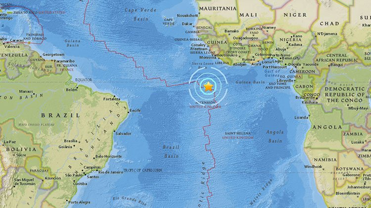 Terremoto de magnitud 6,8 en el Atlántico sur