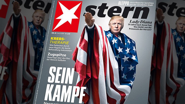 FOTO: Trump 'saluda' a la manera nazi a los lectores de una revista alemana 