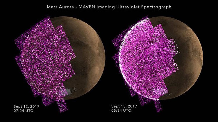 La NASA registra una aurora global nunca antes vista en Marte