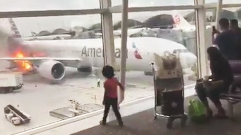 VIDEO: El contenedor de carga de un avión de American Airlines se incendia en Hong Kong