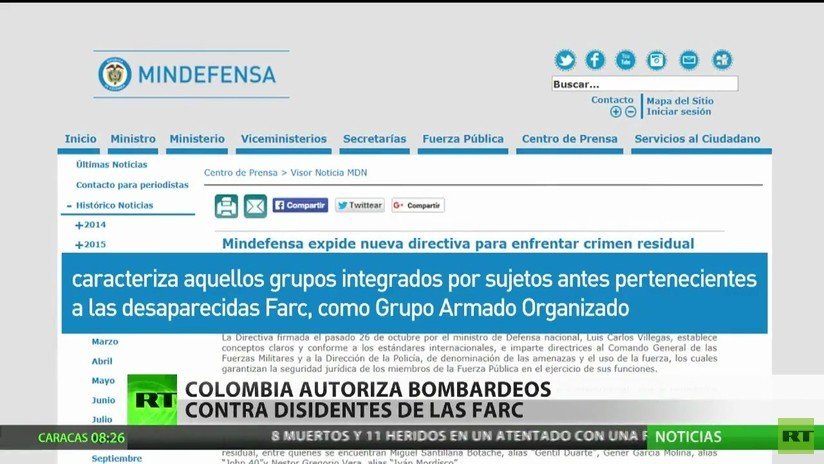 Colombia Autoriza Bombardeos Contra Los Disidentes De Las FARC - RT