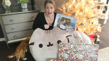 Usuaria de Reddit recibe de Navidad un gato gigante de peluche de Bill Gates (VIDEO)