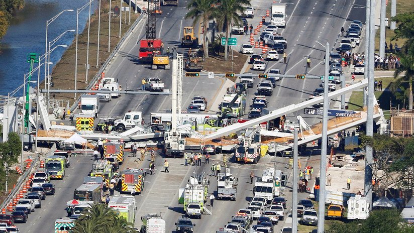 VIDEO: El momento exacto del derrumbe del puente peatonal en Miami