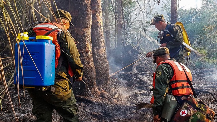 FOTOS, VIDEO: Ejército de Nicaragua detiene el avance de un incendio en reserva forestal