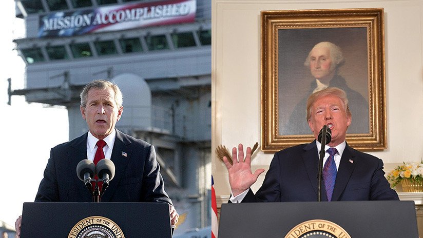 Trump aplaude ataque a Siria con la misma frase que 'persiguió' a Bush tras inicio de Guerra de Irak
