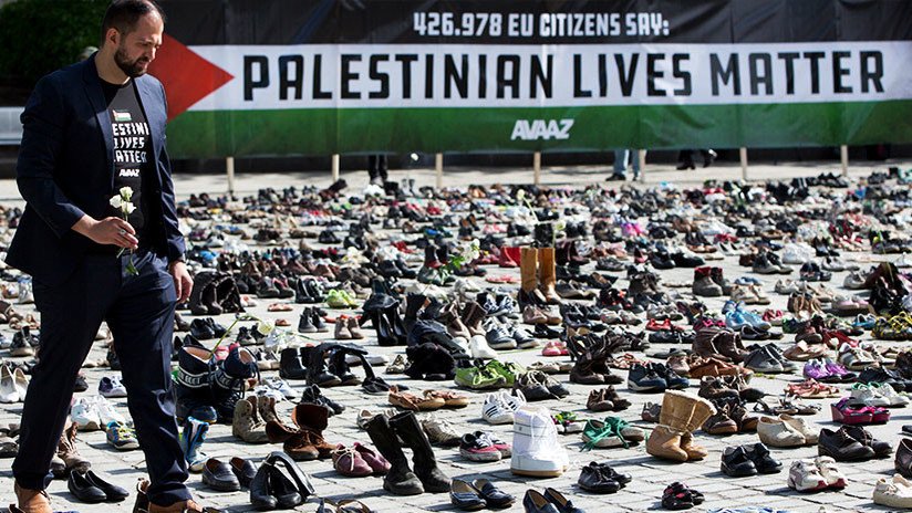 'Las vidas palestinas importan': Miles de zapatos inundan Bruselas para recordar a los asesinados