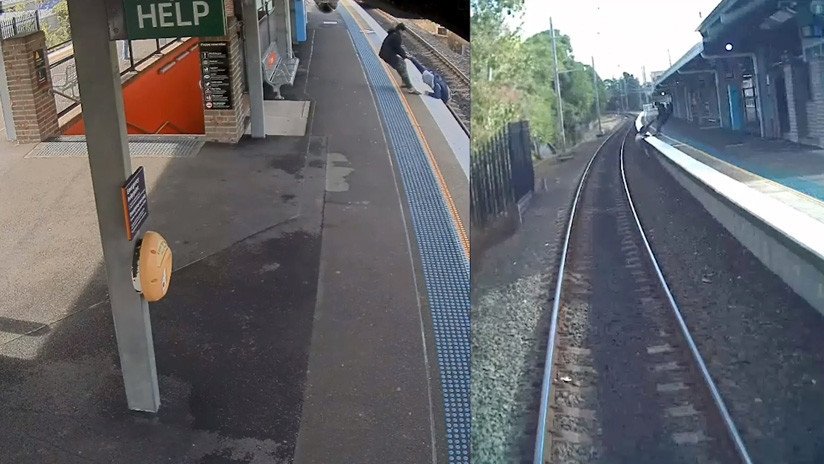 VIDEO: Retira a un hombre de las vías justo antes de que llegue el tren 