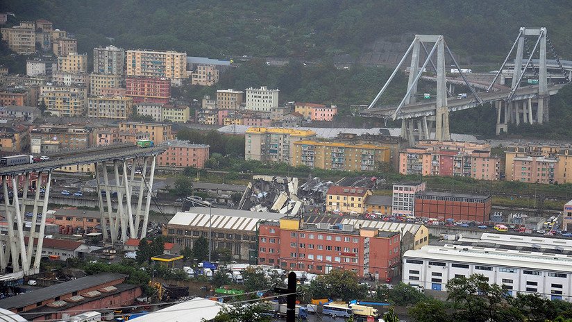 Dramáticas imágenes del derrumbe del puente de Génova