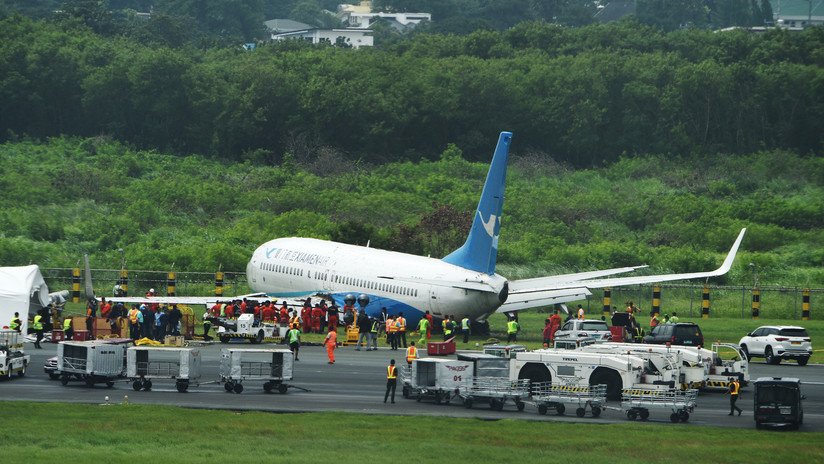 Pánico a bordo: Momento en que un avión se sale de la pista en el aeropuerto de Manila (VIDEO)