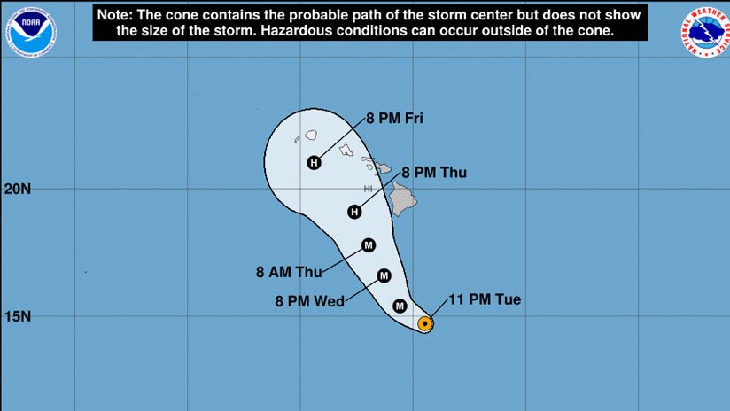 El peligroso huracán Lane alcanza la categoría 5 y se acerca a las islas de Hawái