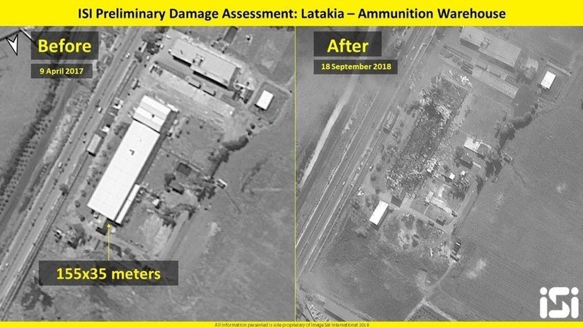IMÁGENES SATELITALES: Ataque aéreo de Israel deja en ruinas un almacén de armas en Siria