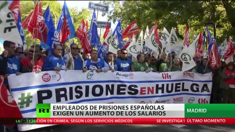 España: Trabajadores de prisiones protestan exigiendo aumento salarial