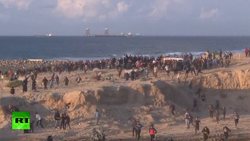 VIDEO: Palestinos protestan contra el bloqueo marítimo y terrestre de Gaza