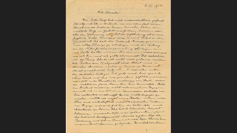 Revelan carta de Einstein que muestra su miedo una década antes del ascenso del nazismo en Alemania