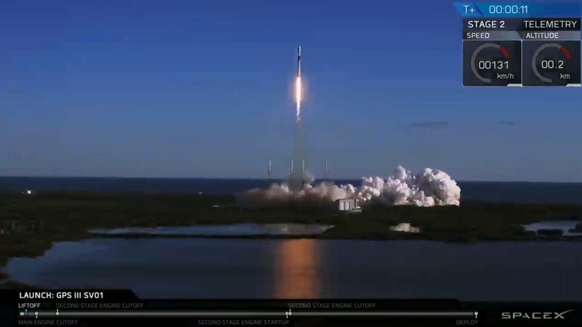 VIDEO: SpaceX pone en órbita el flamante satélite GPS III SV01 de la Fuerza Aérea de Estados Unidos