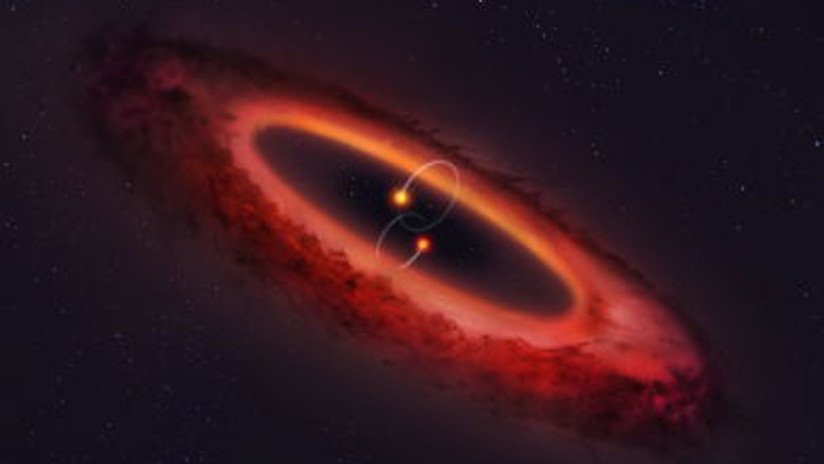 Hallan un raro sistema de estrellas con un disco formador de planetas alineado como una noria
