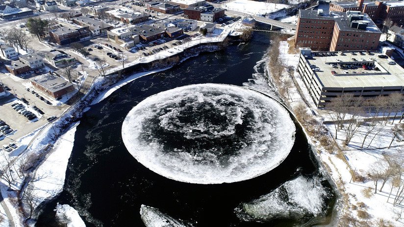  ¿Qué es el enorme disco de hielo que gira en un río de Maine? (FOTOS, VIDEOS)