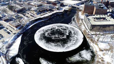 ¿Qué es el enorme disco de hielo que gira en un río de Maine? (FOTOS, VIDEOS)