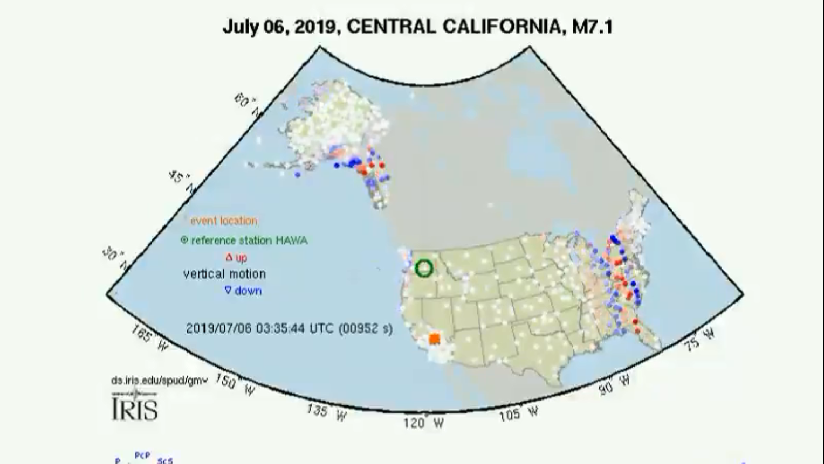 VIDEO: Muestran cómo las ondas sísmicas se propagan por todo EE.UU. tras el terremoto de 7,1 en California