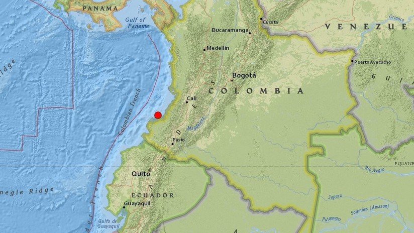 Se registra un sismo de magnitud 5,3 frente a las costas de Colombia