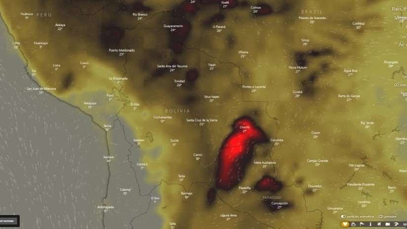 VIDEO: Avance en tiempo real de los incendios en Bolivia y en Brasil a ojo de radar