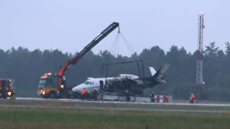 VIDEO: Un avión privado con el equipo de la cantante Pink se incendia al aterrizar en Dinamarca