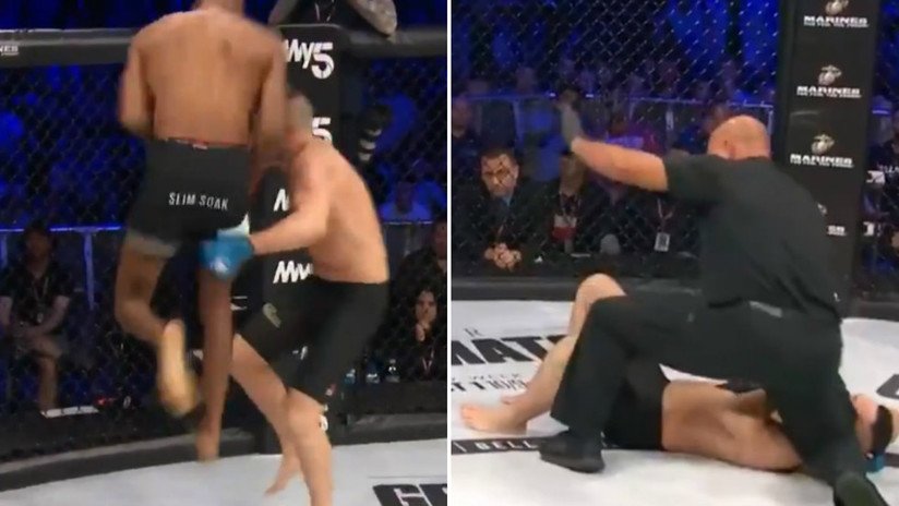 VIDEO: Un luchador de MMA derrota a su rival con un brutal rodillazo volador en el primer asalto y se burla de él