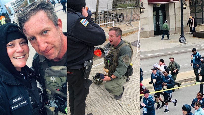 FOTO: Corre 14 km cargado con su equipo policial y salva una vida antes de declararse