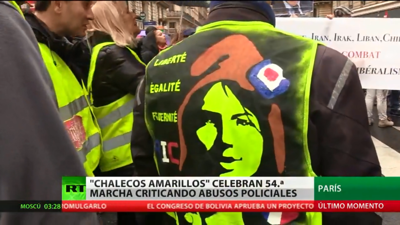 Los 'chalecos amarillos' celebran su 54.° marcha criticando abusos policiales en varias ciudades de Francia
