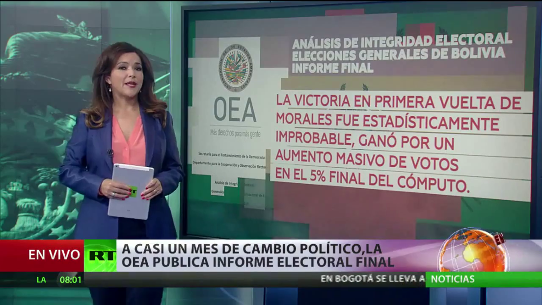 Casi un mes después del cambio político en Bolivia, la OEA publica el informe electoral final
