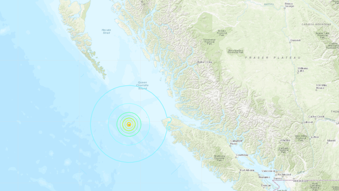Tercer sismo en tres horas: Un terremoto de magnitud 6,0 sacude la costa occidental de Canadá