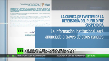 La Defensoría del Pueblo de Ecuador denuncia intentos de silenciarla