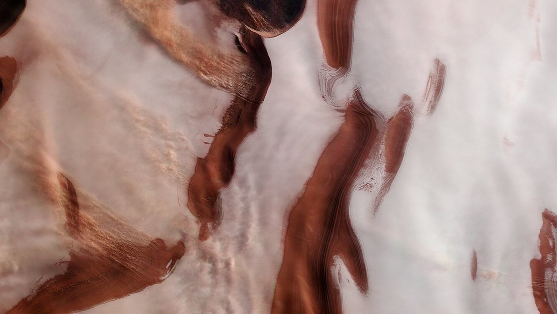 Así se ve en 3D el tormentoso polo norte de Marte
