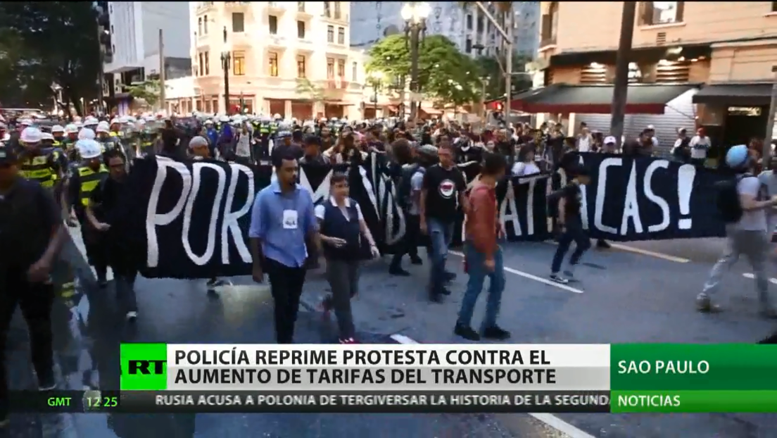 Reprimen con gases otra protesta en Sao Paulo contra el aumento de las tarifas del transporte