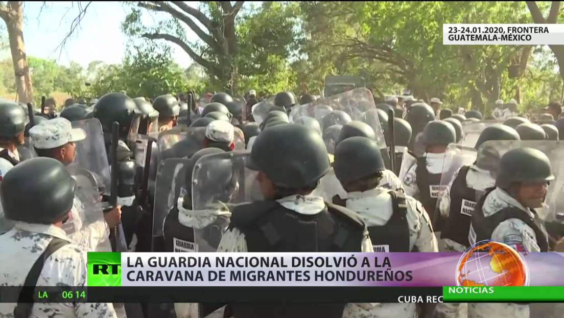 La Guardia Nacional de México disolvió la caravana de migrantes hondureños