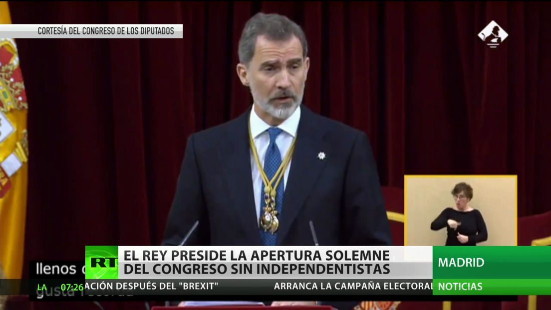 Felipe VI preside la apertura solemne del Congreso de España sin independentistas catalanes