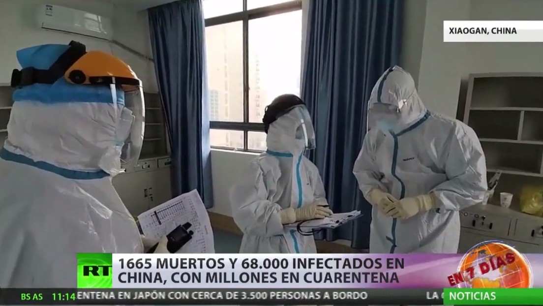 Ya son 1.665 los muertos, 68.500 los infectados y millones en cuarentena por el coronavirus en China