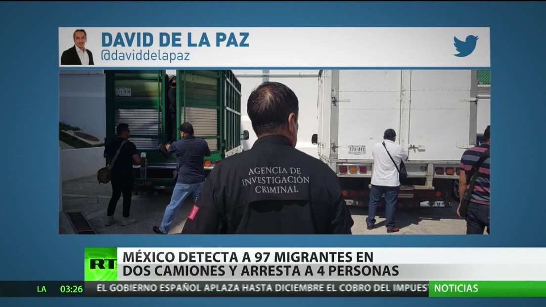México detecta a 97 migrantes en dos camiones y arresta a cuatro personas
