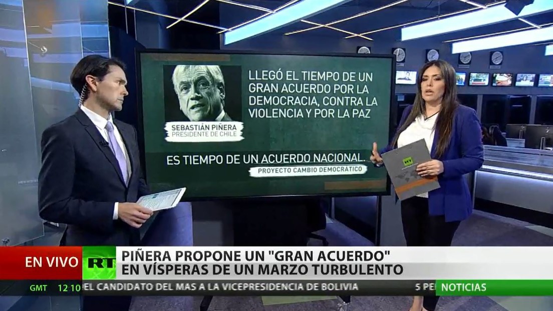 Piñera propone un "gran acuerdo" en vísperas de un marzo turbulento