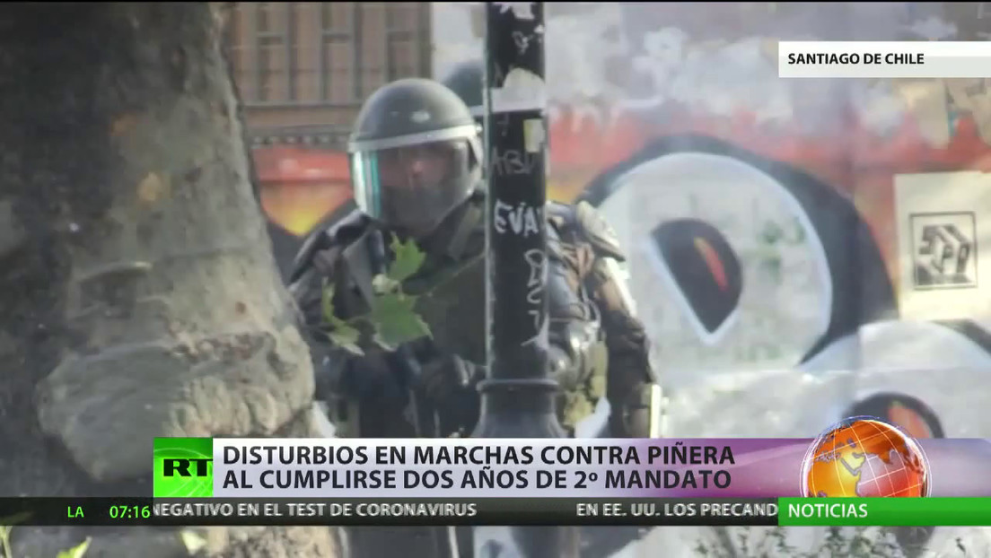 Disturbios en marchas contra Piñera al cumplirse dos años de su segundo mandato