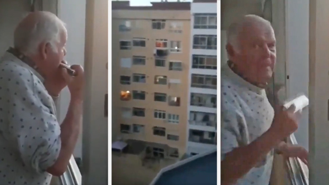 VIDEO: El anciano con alzhéimer que toca su armónica en medio de la cuarentena en España y cree que los aplausos son para él