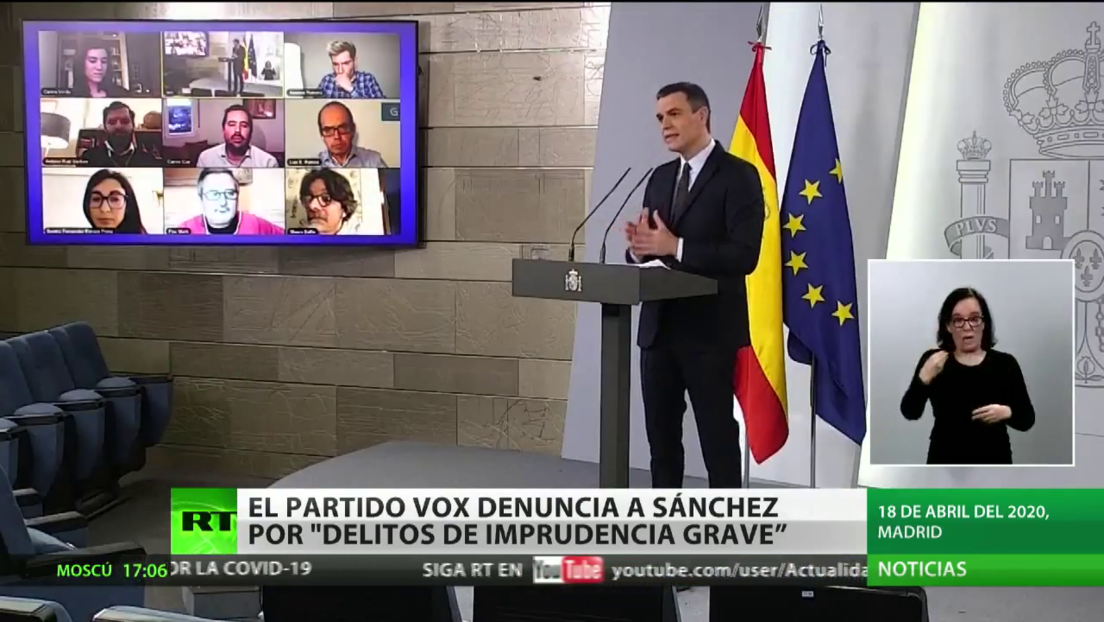 El partido Vox denuncia al presidente del Gobierno español, Pedro Sánchez, por "delitos de imprudencia grave"