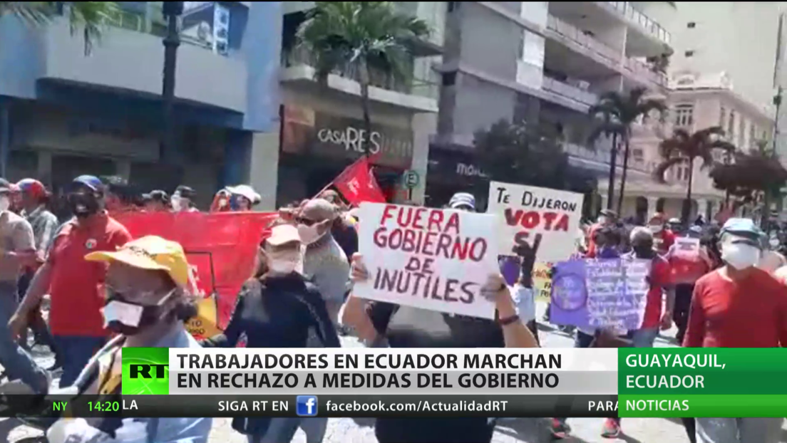 Trabajadores marchan en Ecuador contra las medidas laborales del Gobierno
