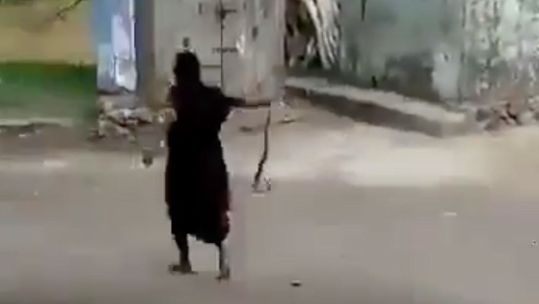 VIDEO: Una anciana arrastra una cobra viva sujetándola por la cola