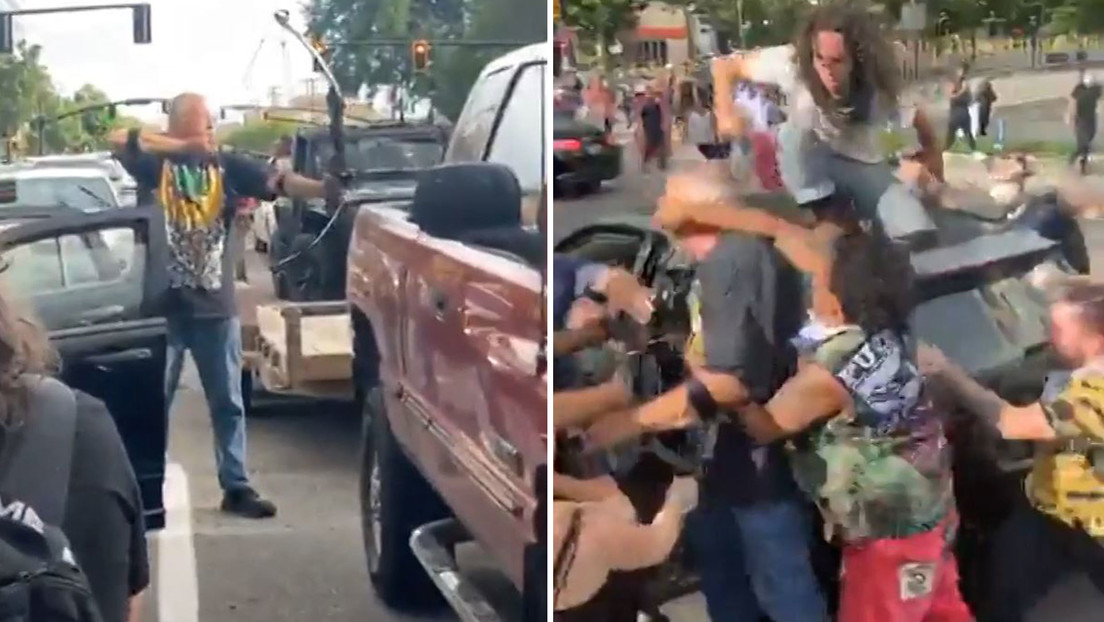 VIDEOS: Un hombre apunta con un arco a manifestantes que protestaban por la muerte de George Floyd y recibe una paliza