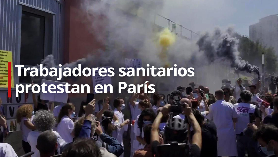 La Policía dispara gases lacrimógenos contra manifestantes luego de producirse disturbios durante la protesta de sanitarios en París