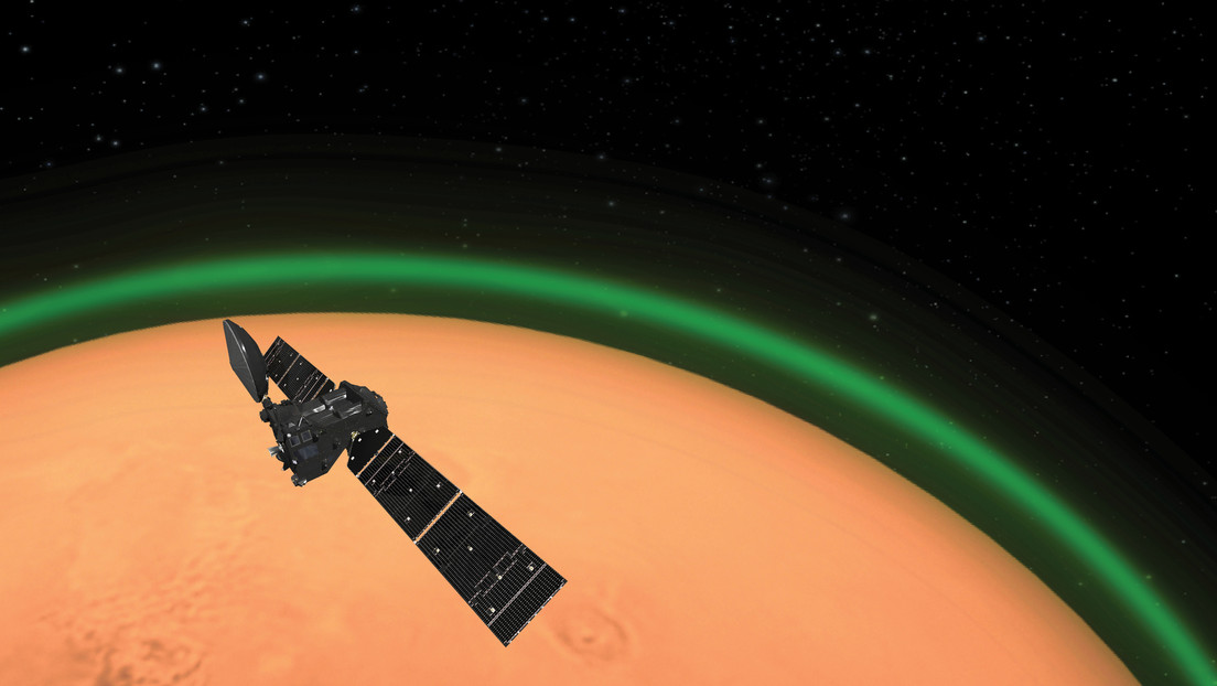 Detectan por primera vez un resplandor verdoso en la atmósfera de Marte