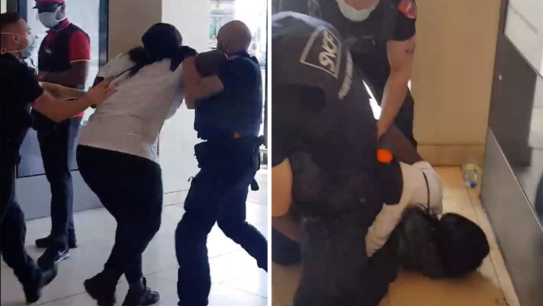 Agentes ferroviarios franceses tiran al suelo a una mujer negra embarazada y la inmovilizan presionando en el estómago (VIDEO)