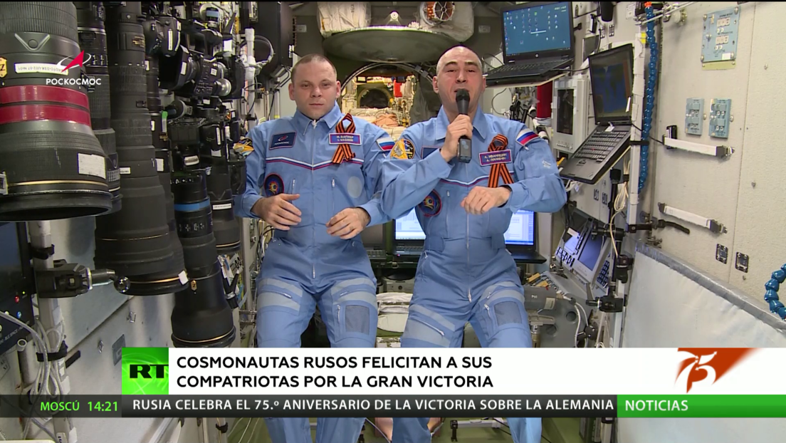 Cosmonautas rusos felicitan a sus compatriotas desde el espacio por el 75.º aniversario de la Victoria