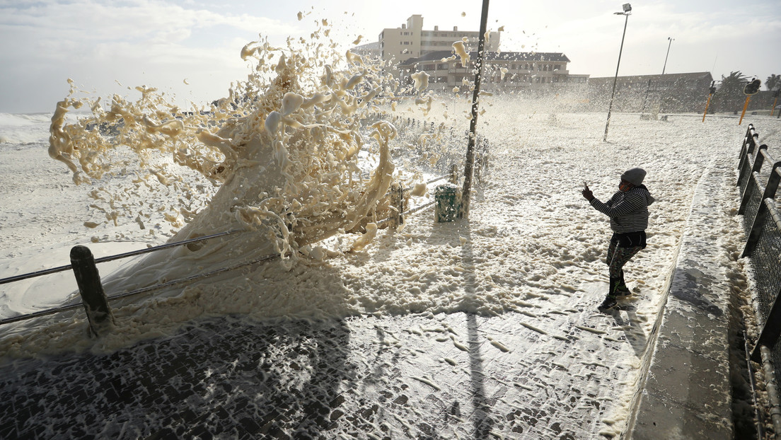 VIDEO: Grandes copos de espuma marina inundan las calles de Ciudad del Cabo